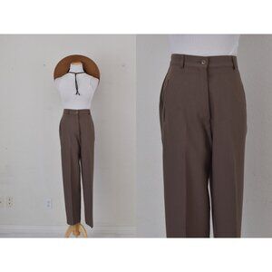 Vintage 80s Taupe Liz Baker Polyester Trousers | 28-29‎ waist